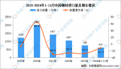 2024年1-11月中国钢材进口数据统计阐发：